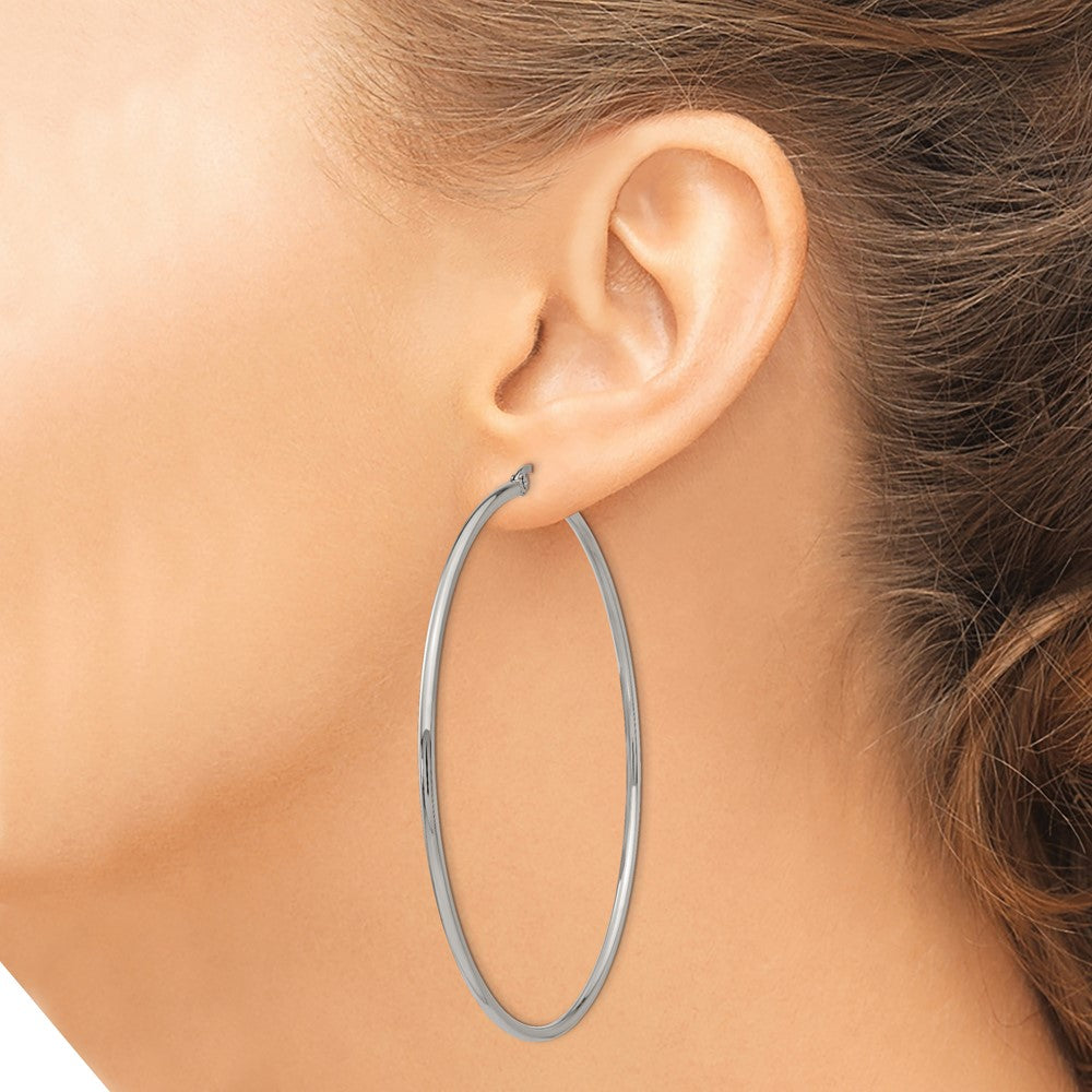 Chisel Stainless Steel Polished 70mm Diameter 2mm Hoop Earrings