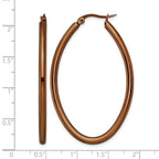 Chisel Stainless Steel Polished Brown IP-plated 50mm Diameter 3mm Oval Hoop Earrings