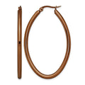 Chisel Stainless Steel Polished Brown IP-plated 50mm Diameter 3mm Oval Hoop Earrings