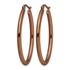 Chisel Stainless Steel Polished Brown IP-plated 40mm Diameter 3mm Oval Hoop Earrings