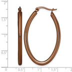 Chisel Stainless Steel Polished Brown IP-plated 40mm Diameter 3mm Oval Hoop Earrings