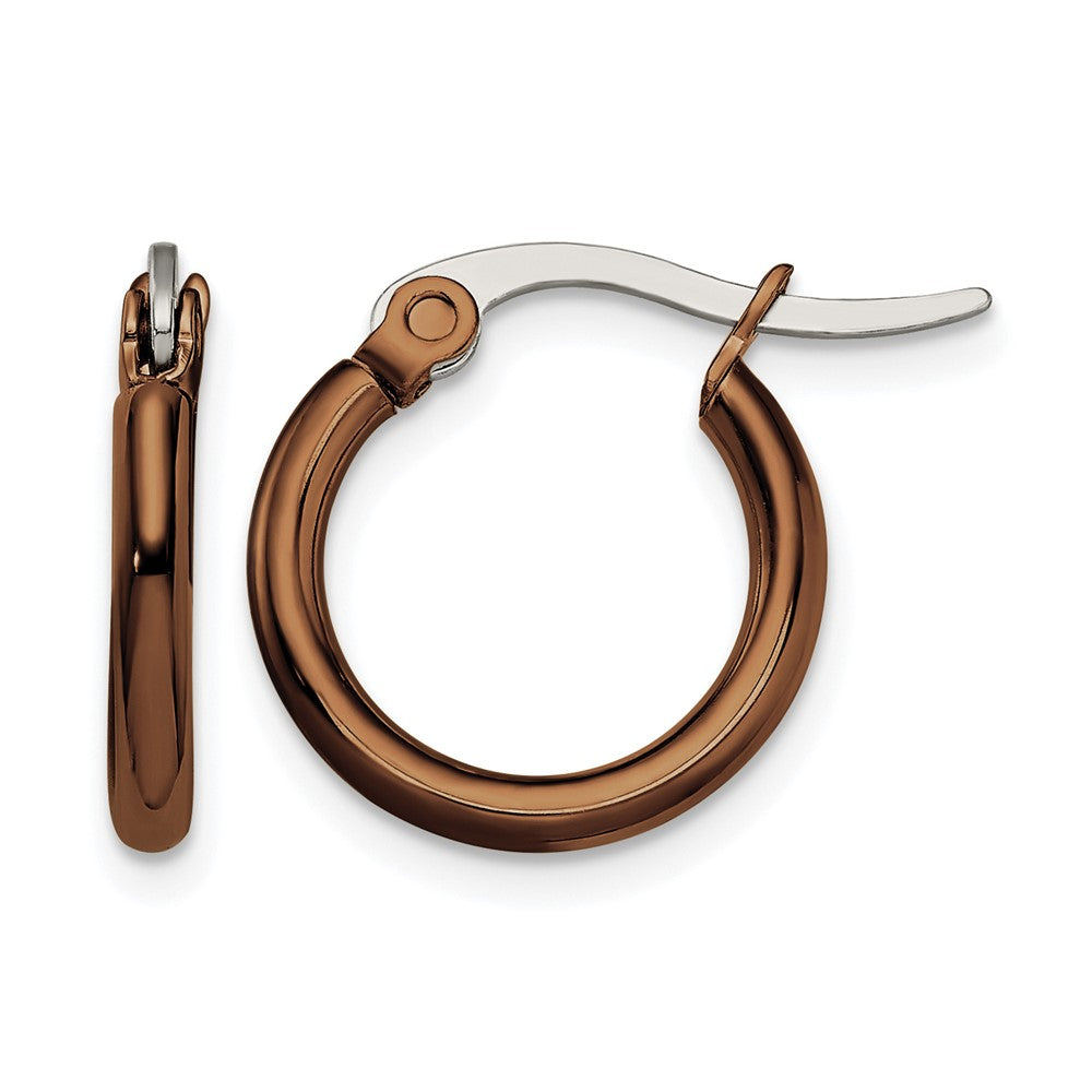 Chisel Stainless Steel Polished Brown IP-plated 15.5mm Diameter 2mm Hoop Earrings