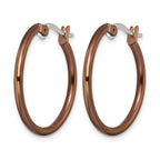 Chisel Stainless Steel Polished Brown IP-plated 26mm Diameter 2mm Hoop Earrings