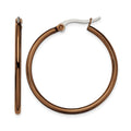Chisel Stainless Steel Polished Brown IP-plated 32mm Diameter 2mm Hoop Earrings