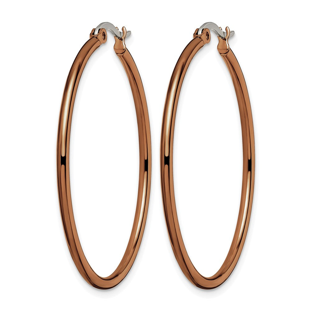 Chisel Stainless Steel Polished Brown IP-plated 40mm Diameter 2mm Hoop Earrings