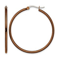 Chisel Stainless Steel Polished Brown IP-plated 40mm Diameter 2mm Hoop Earrings