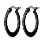 Chisel Stainless Steel Polished Black IP-plated 19mm Diameter 2mm Hoop Earrings