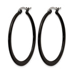 Chisel Stainless Steel Polished Black IP-plated 34mm Diameter 2mm Hoop Earrings
