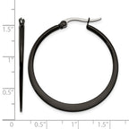 Chisel Stainless Steel Polished Black IP-plated 34mm Diameter 2mm Hoop Earrings
