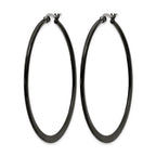 Chisel Stainless Steel Polished Black IP-plated 55mm Diameter 2mm Hoop Earrings