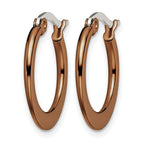 Chisel Stainless Steel Polished Brown IP-plated 19mm Diameter Tapered Hoop Earrings