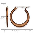 Chisel Stainless Steel Polished Brown IP-plated 19mm Diameter Tapered Hoop Earrings