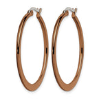 Chisel Stainless Steel Polished Brown IP-plated 34mm Diameter Tapered Hoop Earrings