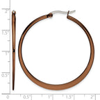 Chisel Stainless Steel Polished Brown IP-plated 43mm Diameter Tapered Hoop Earrings