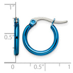 Chisel Stainless Steel Polished Blue IP-plated 15.5mm Diameter 2mm Hoop Earrings