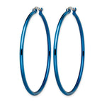 Chisel Stainless Steel Polished Blue IP-plated 49.5mm Diameter 2mm Hoop Earrings