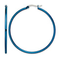 Chisel Stainless Steel Polished Blue IP-plated 49.5mm Diameter 2mm Hoop Earrings