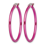 Chisel Stainless Steel Polished Pink IP-plated 32mm Diameter 2mm Hoop Earrings