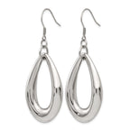 Chisel Stainless Steel Polished Teardrop Dangle Shepherd Hook Earrings