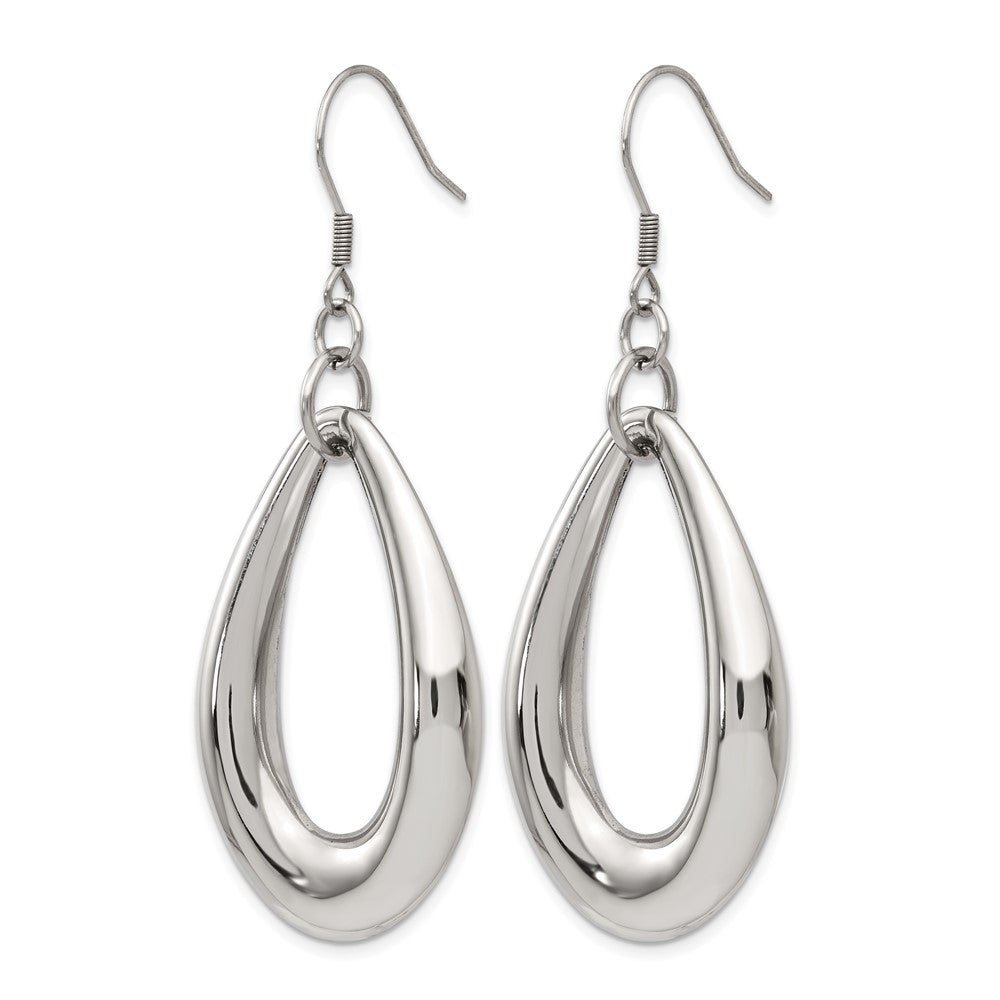 Chisel Stainless Steel Polished Teardrop Dangle Shepherd Hook Earrings