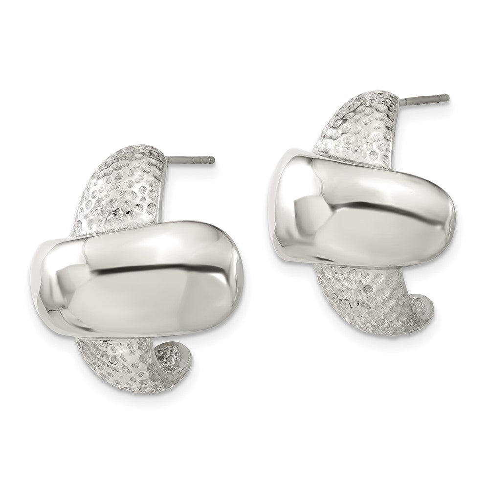 Stainless Steel Textured & Polished X Post Earrings