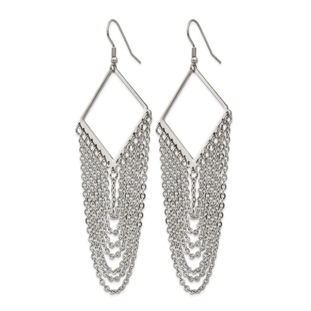 Chisel Stainless Steel Polished Multi Chain Dangle Shepherd Hook Earrings