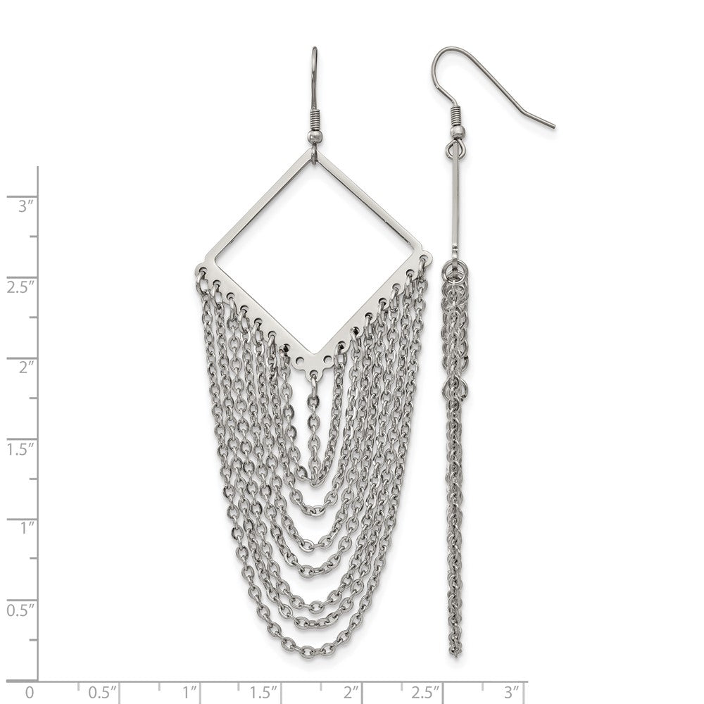 Chisel Stainless Steel Polished Multi Chain Dangle Shepherd Hook Earrings
