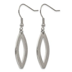 Chisel Stainless Steel Polished Laser Cut Oval Dangle Shepherd Hook Earrings