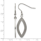 Chisel Stainless Steel Polished Laser Cut Oval Dangle Shepherd Hook Earrings