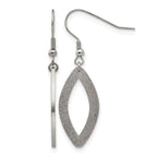 Chisel Stainless Steel Polished Laser Cut Oval Dangle Shepherd Hook Earrings