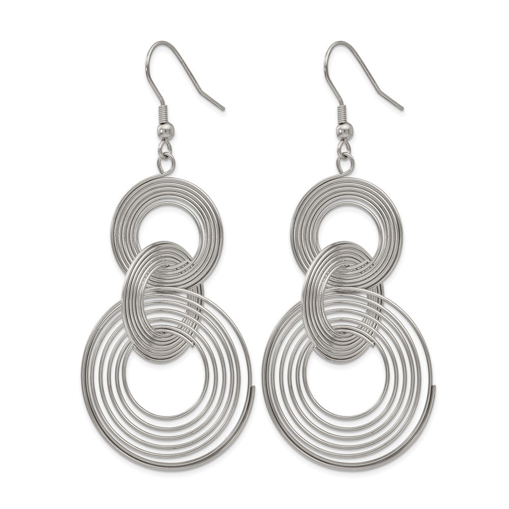 Chisel Stainless Steel Polished Multiple Circle Dangle Shepherd Hook Earrings