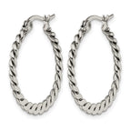 Chisel Stainless Steel Polished and Textured Braided Hoop Earrings
