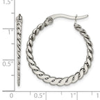Chisel Stainless Steel Polished and Textured Braided Hoop Earrings