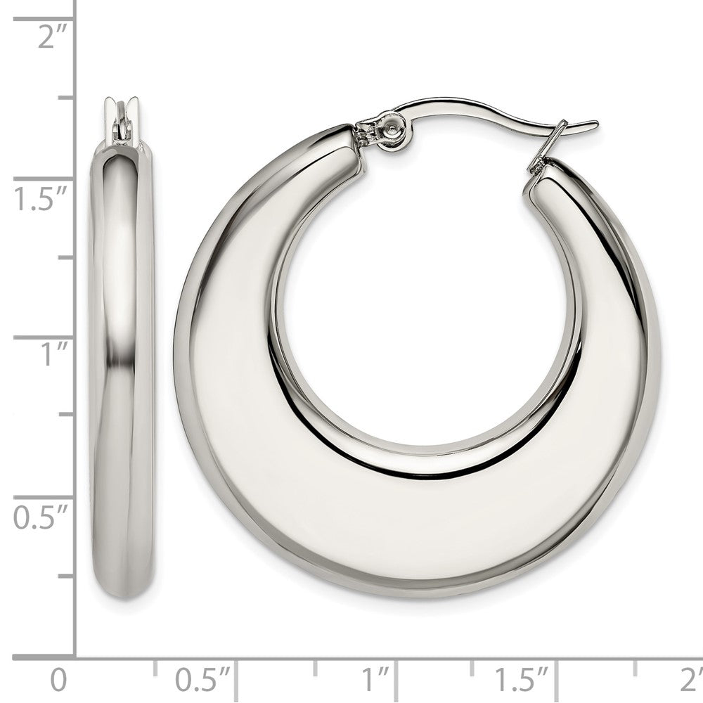Chisel Stainless Steel Polished 35mm Diameter Hollow Hoop Earrings