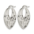 Chisel Stainless Steel Polished Fancy Cut out 30mm Diameter Hoop Earrings