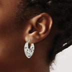 Chisel Stainless Steel Polished Fancy Cut out 30mm Diameter Hoop Earrings