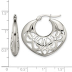 Chisel Stainless Steel Polished Fancy Cut out 30mm Diameter Hoop Earrings