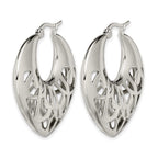 Chisel Stainless Steel Polished Fancy Cut out 40mm Diameter Hoop Earrings