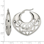 Chisel Stainless Steel Polished Fancy Cut out 40mm Diameter Hoop Earrings
