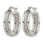 Chisel Stainless Steel Polished Twisted Middle 25mm Diameter Hoop Earrings
