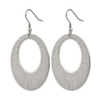 Chisel Stainless Steel Polished and Textured Circle Dangle Shepherd Hook Earrings