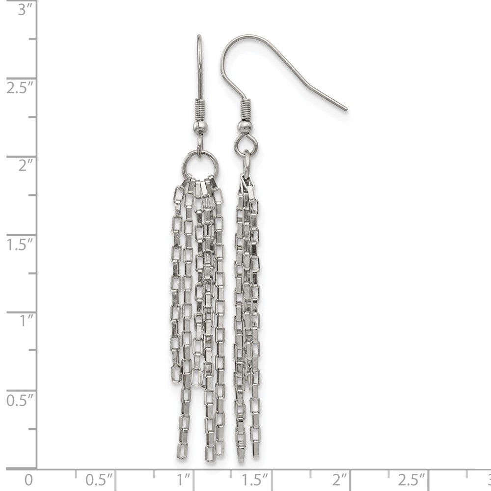 Chisel Stainless Steel Polished Multi Strand Box Chain Dangle Earrings