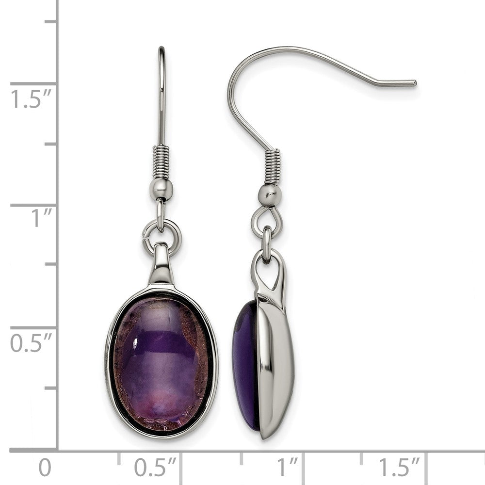 Stainless Steel Synthetic Amethyst Earrings