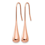 Chisel Stainless Steel Polished Rose IP-plated Shepherd Hook Earrings
