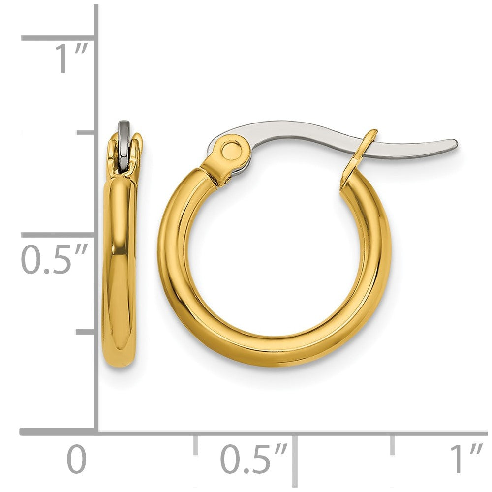 Chisel Stainless Steel Polished Yellow IP-plated 15.5mm Diameter 2mm Hoop Earrings