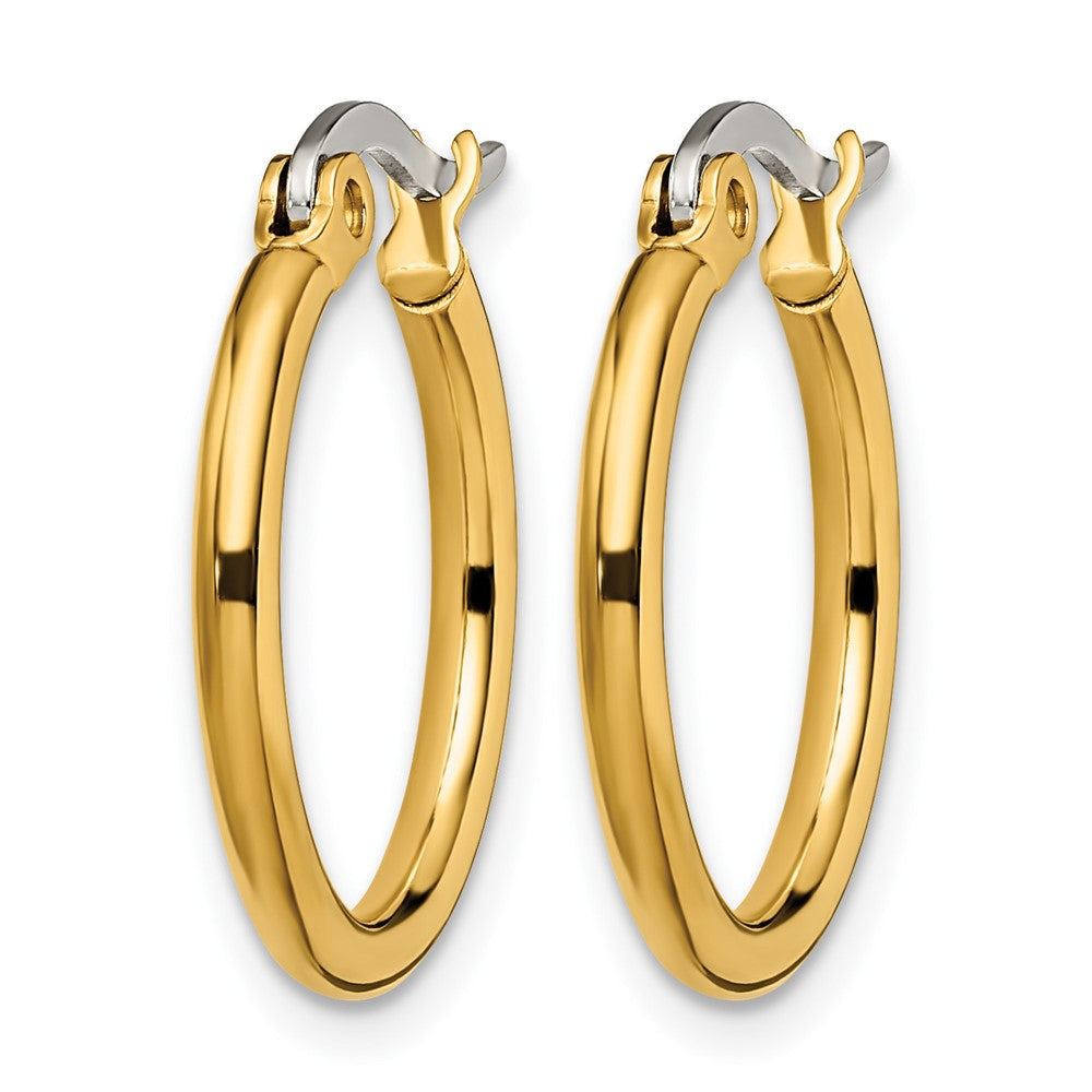Chisel Stainless Steel Polished Yellow IP-plated 19mm Diameter 2mm Hoop Earrings
