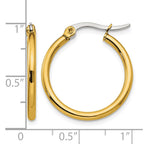 Chisel Stainless Steel Polished Yellow IP-plated 26mm Diameter 2mm Hoop Earrings