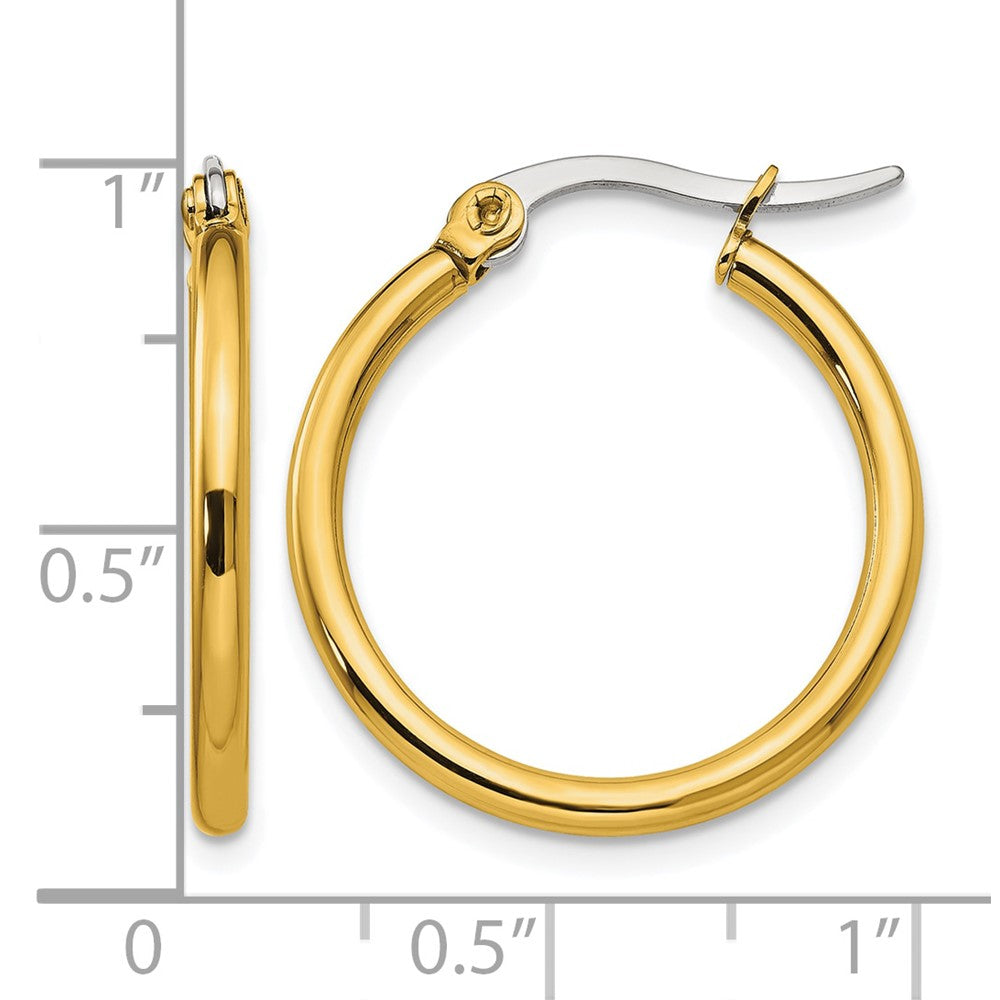 Chisel Stainless Steel Polished Yellow IP-plated 26mm Diameter 2mm Hoop Earrings