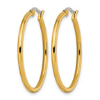 Chisel Stainless Steel Polished Yellow IP-plated 32mm Diameter 2mm Hoop Earrings