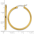 Chisel Stainless Steel Polished Yellow IP-plated 32mm Diameter 2mm Hoop Earrings